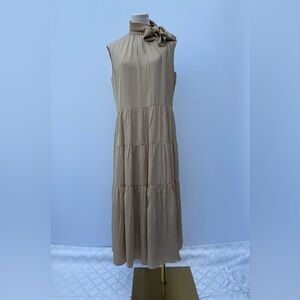 Theory Project Tiered Georgette Maxi Dress In Wheat Size 4